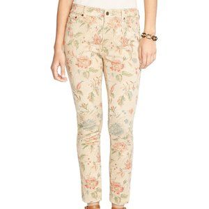 Floral tan Lisbeth crop Jeans